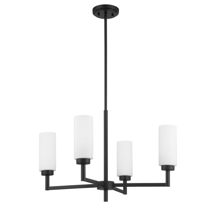 Meridian M100129MBK Four Light Chandelier, Matte Black