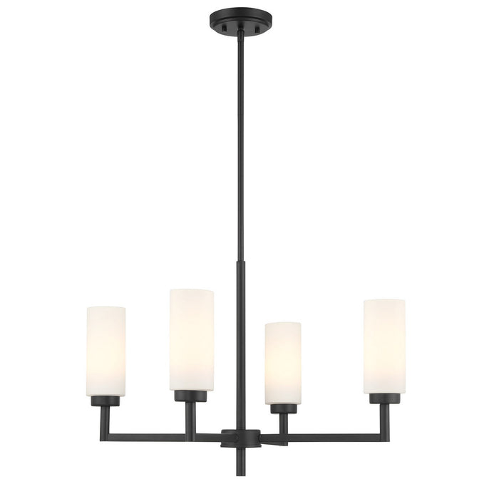 Meridian M100129MBK Four Light Chandelier, Matte Black