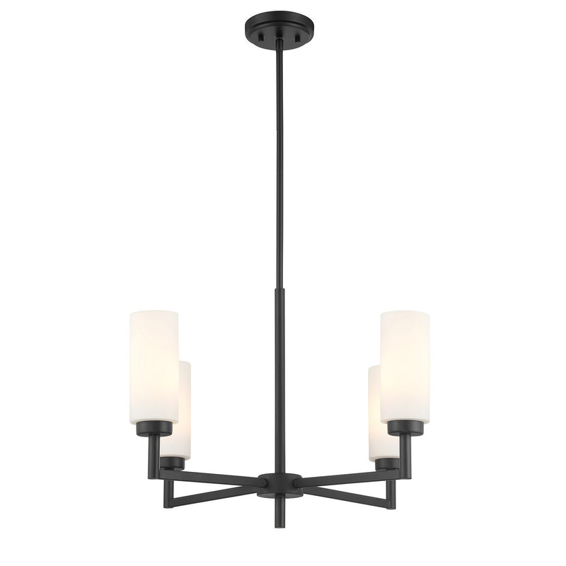 Meridian M100129MBK Four Light Chandelier, Matte Black