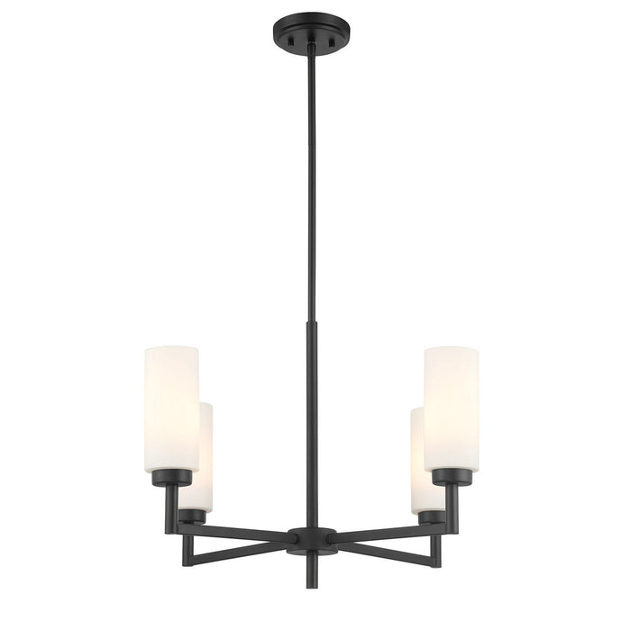 Meridian M100129MBK Four Light Chandelier, Matte Black
