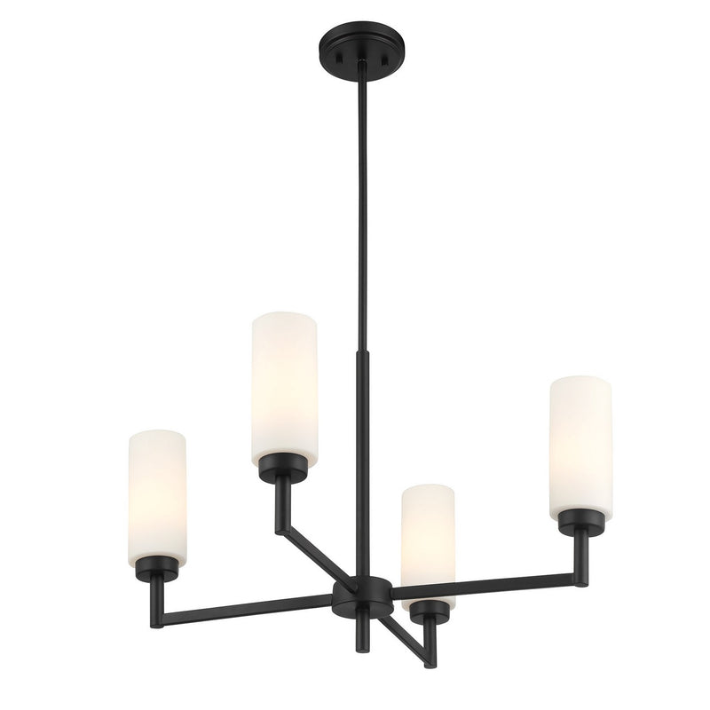 Meridian M100129MBK Four Light Chandelier, Matte Black