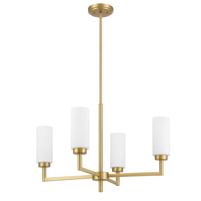Meridian M100129NB Four Light Chandelier, Natural Brass
