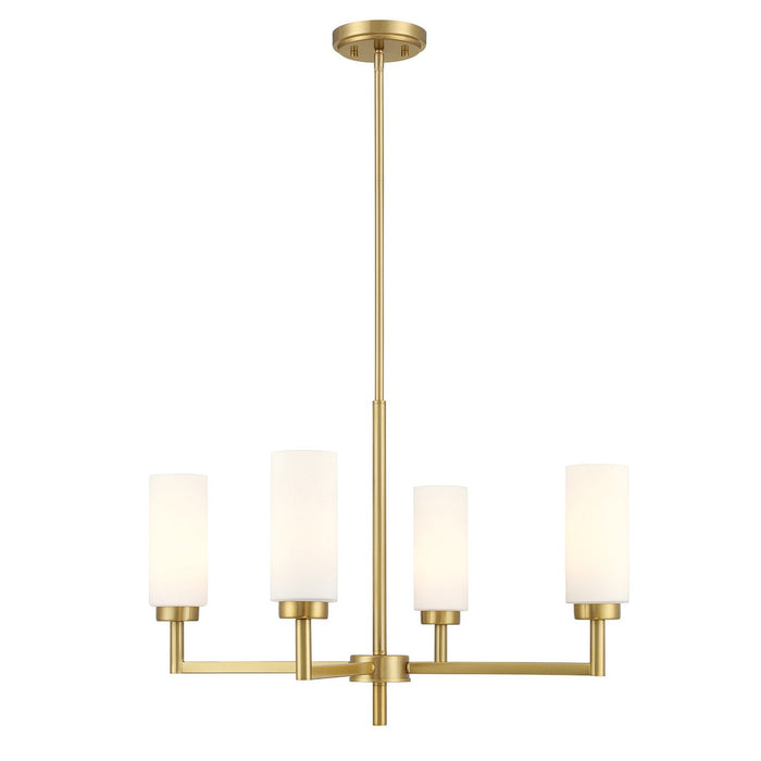 Meridian M100129NB Four Light Chandelier, Natural Brass