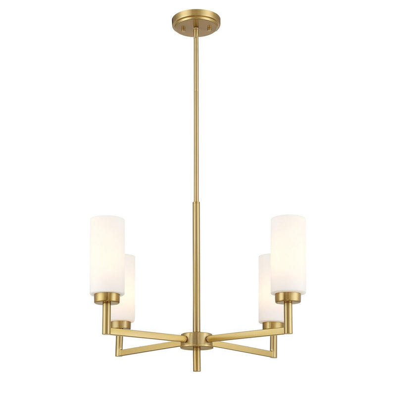 Meridian M100129NB Four Light Chandelier, Natural Brass