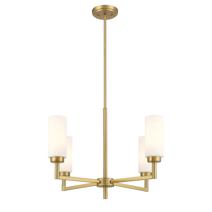 Meridian M100129NB Four Light Chandelier, Natural Brass
