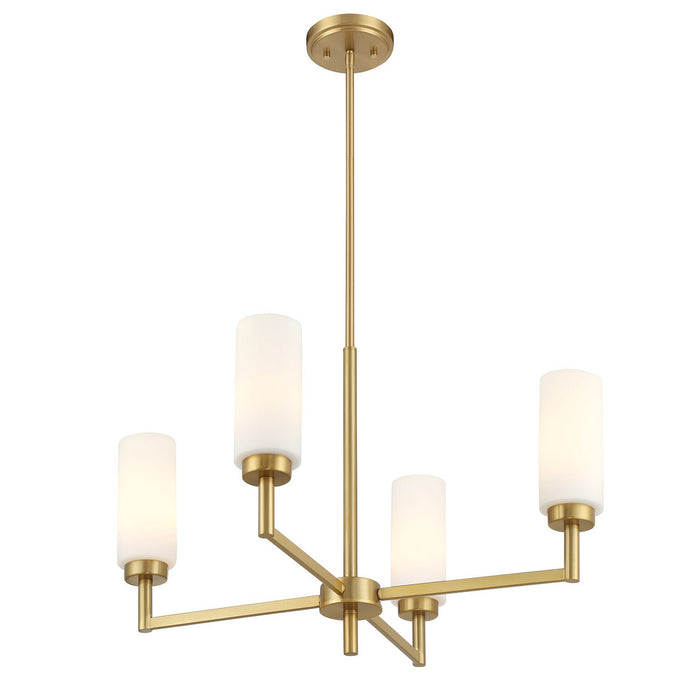 Meridian M100129NB Four Light Chandelier, Natural Brass