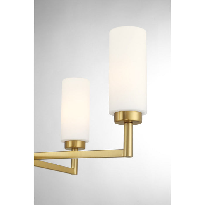 Meridian M100129NB Four Light Chandelier, Natural Brass