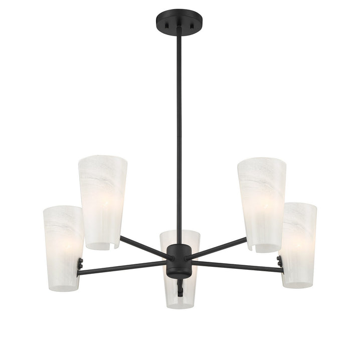 Meridian M100130MBK Four Light Chandelier, Matte Black
