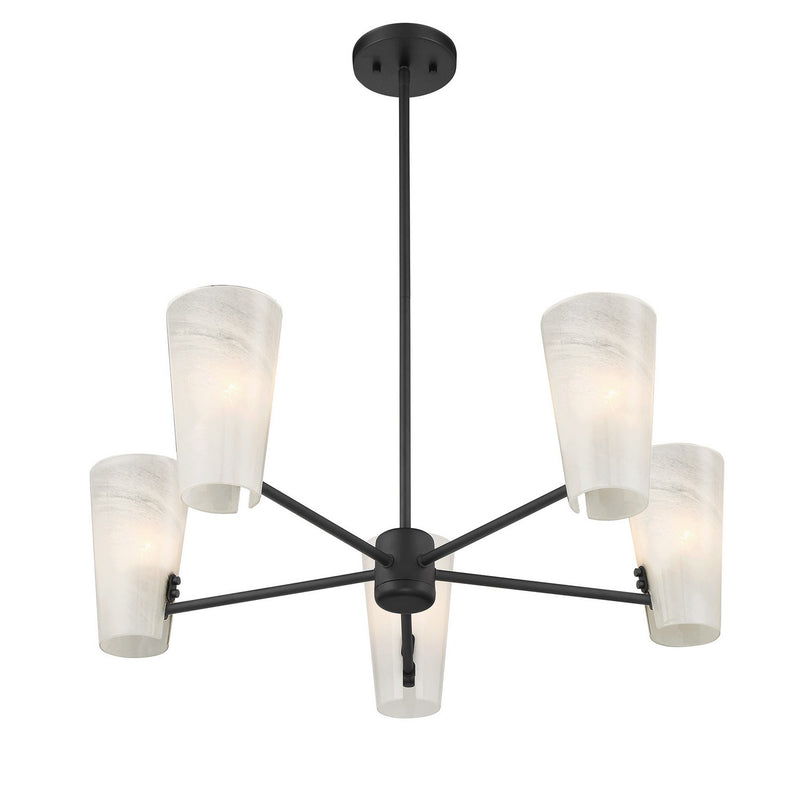 Meridian M100130MBK Four Light Chandelier, Matte Black
