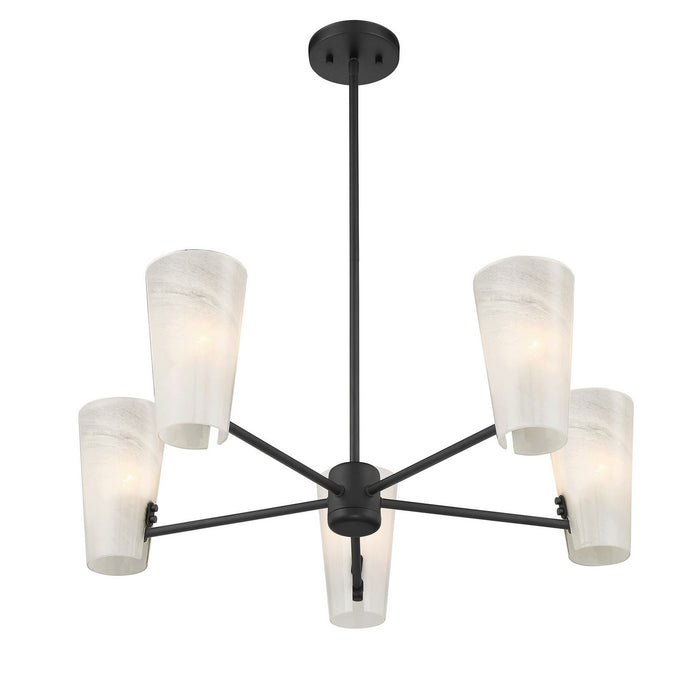 Meridian M100130MBK Four Light Chandelier, Matte Black
