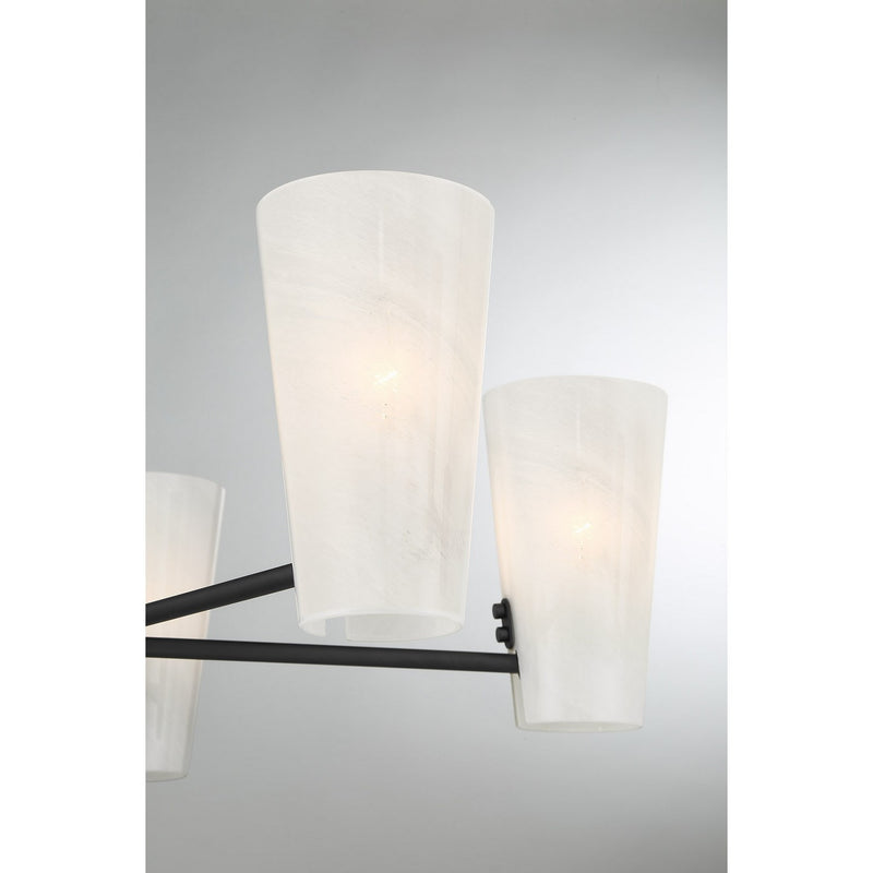 Meridian M100130MBK Four Light Chandelier, Matte Black
