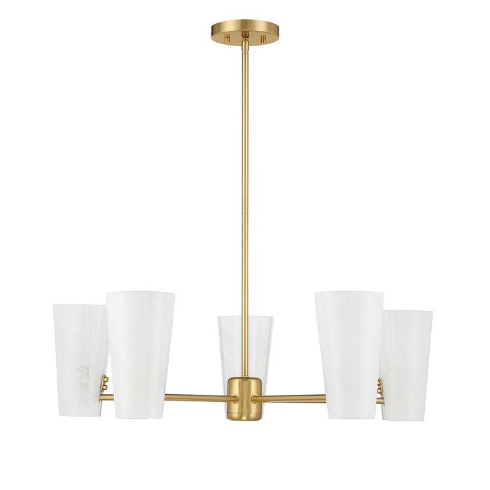 Meridian M100130NB Four Light Chandelier, Natural Brass