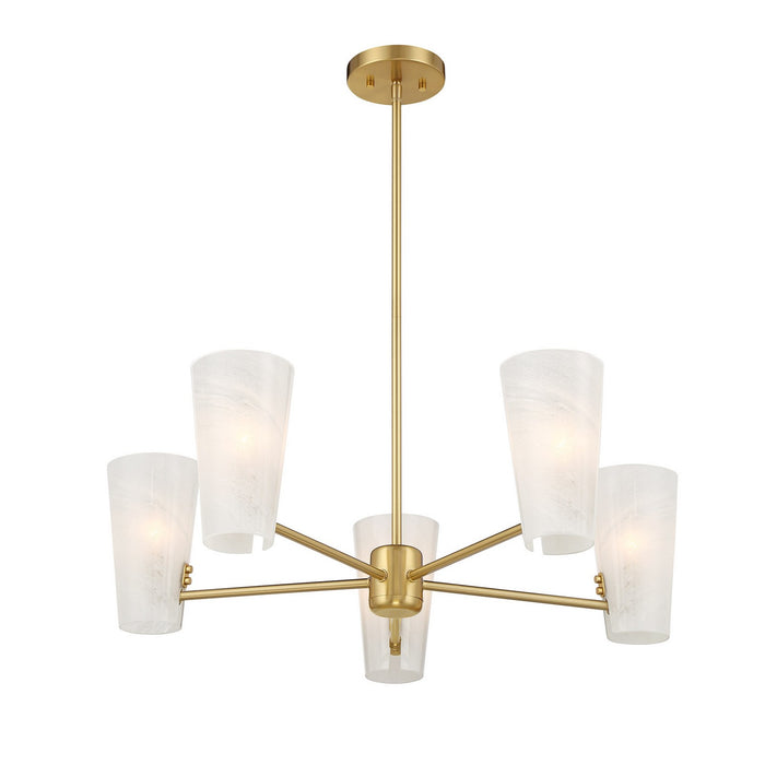 Meridian M100130NB Four Light Chandelier, Natural Brass