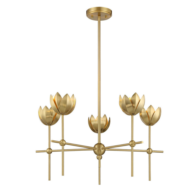 Meridian M100131NB LED Chandelier, Natural Brass