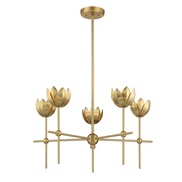 Meridian M100131NB LED Chandelier, Natural Brass