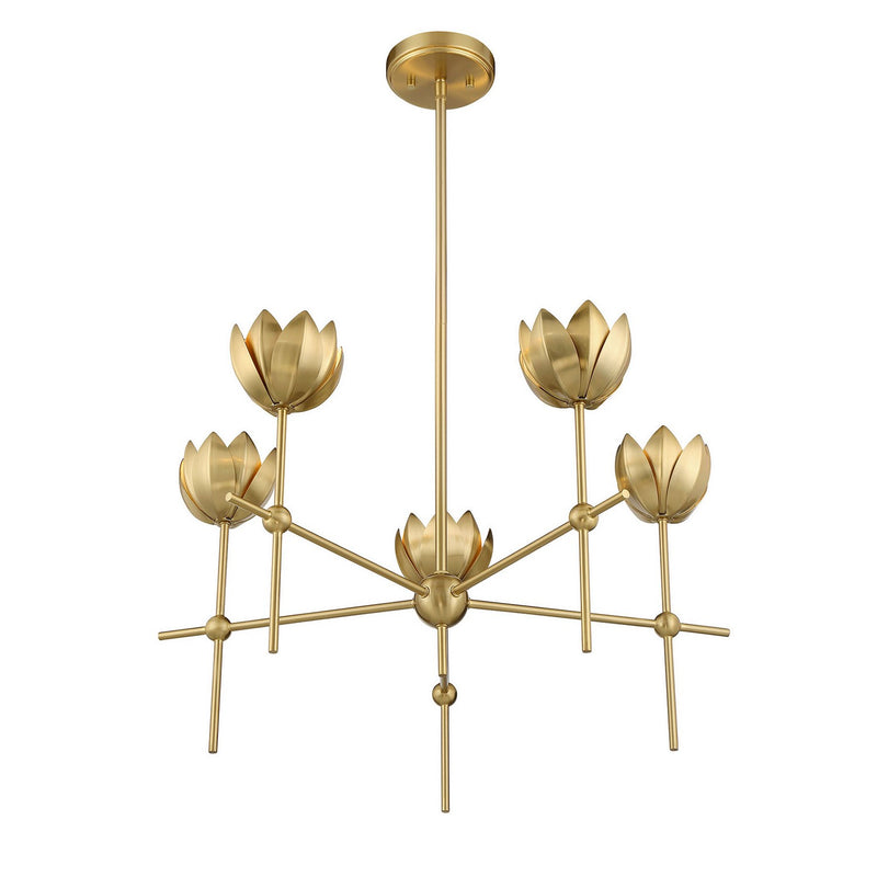 Meridian M100131NB LED Chandelier, Natural Brass