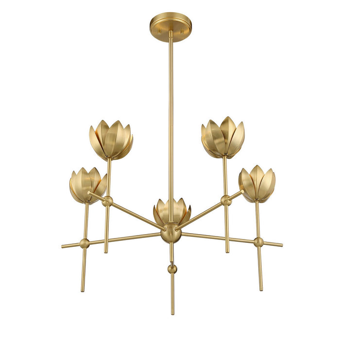 Meridian M100131NB LED Chandelier, Natural Brass