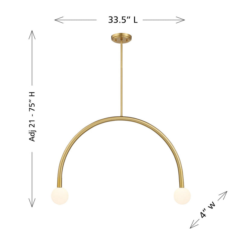 Meridian M100132NB LED Chandelier, Natural Brass