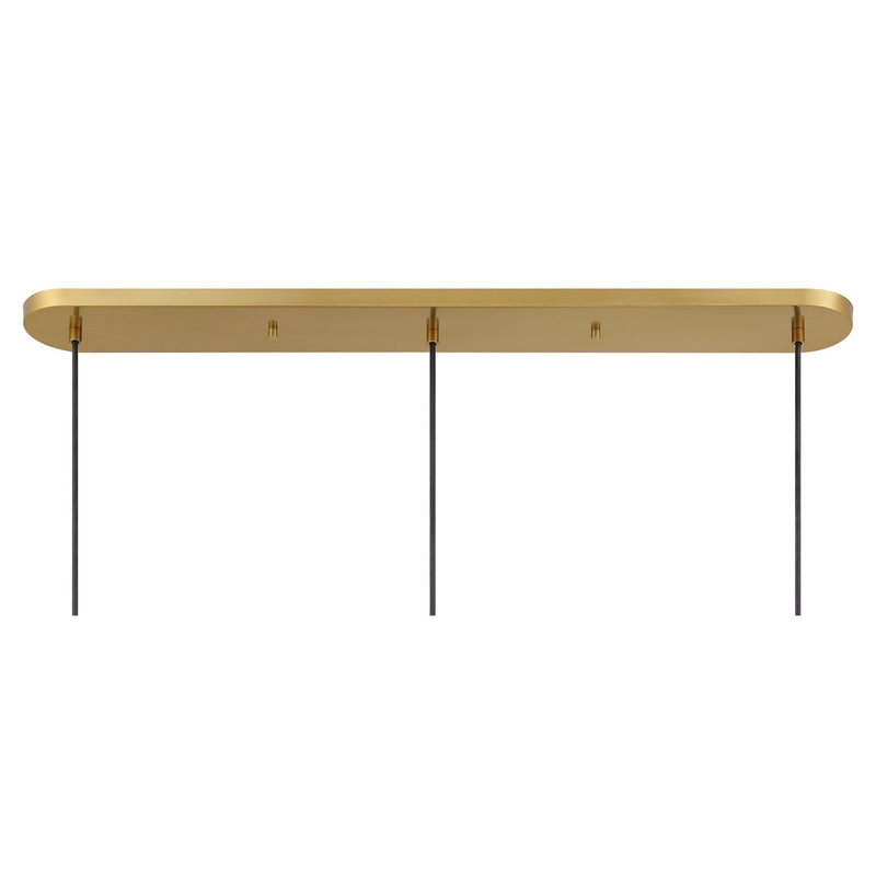 Meridian M100134NB Three Light Linear Chandelier, Natural Brass