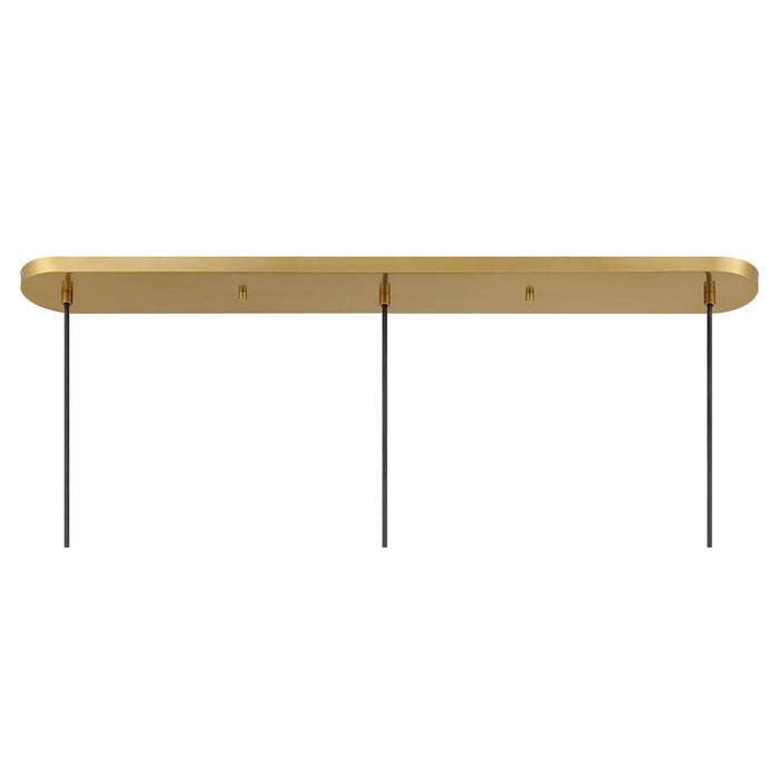 Meridian M100134NB Three Light Linear Chandelier, Natural Brass