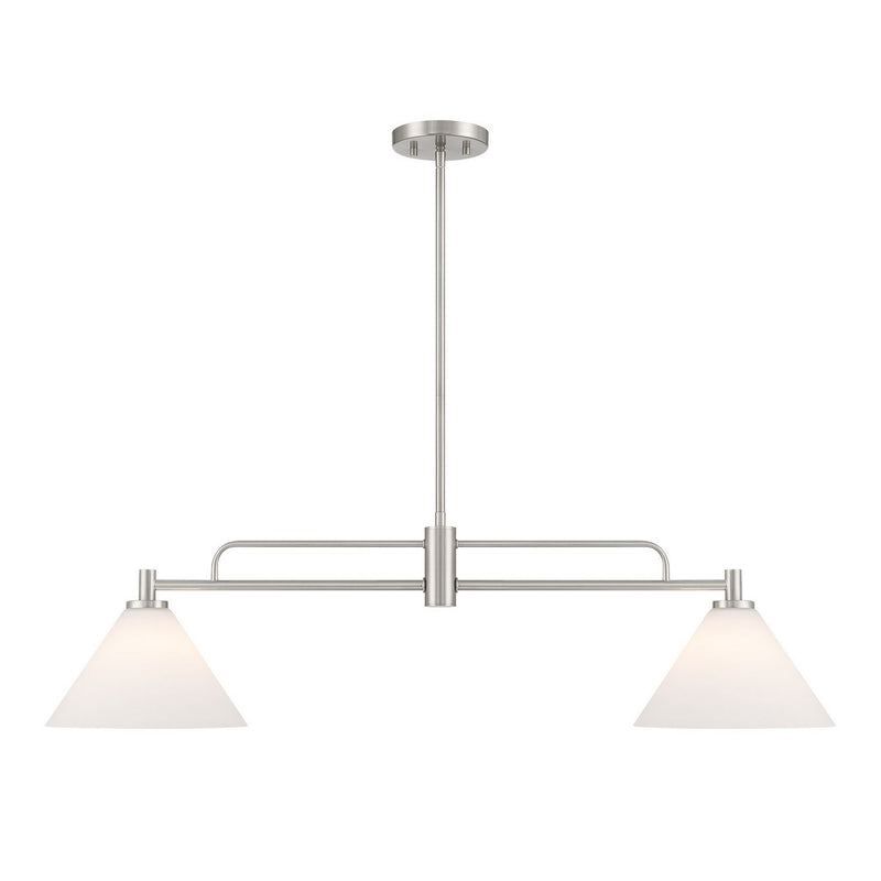 Meridian M100136BN Two Light Chandelier, Brushed Nickel