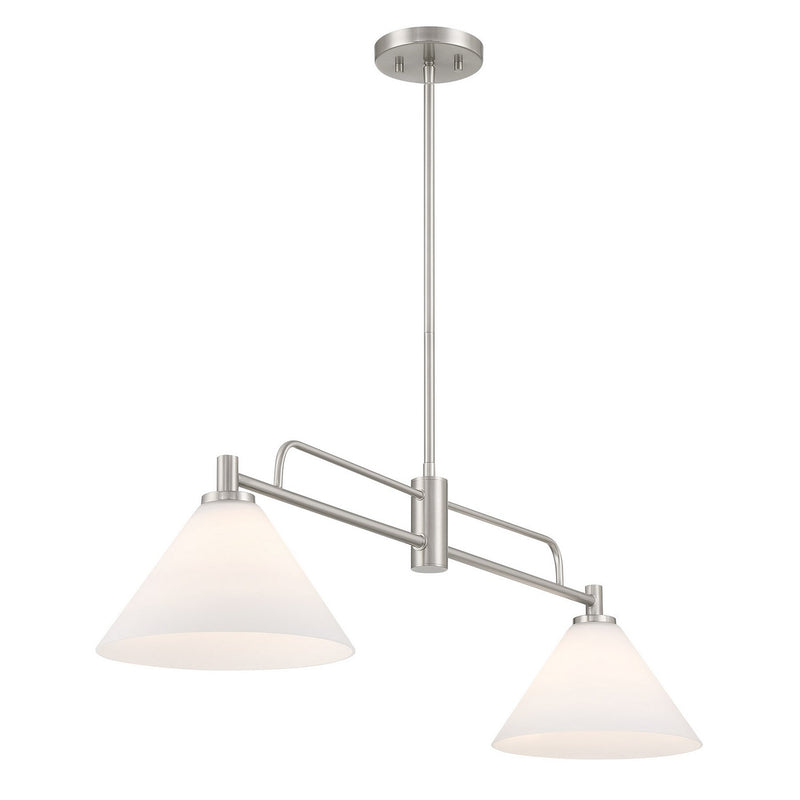 Meridian M100136BN Two Light Chandelier, Brushed Nickel