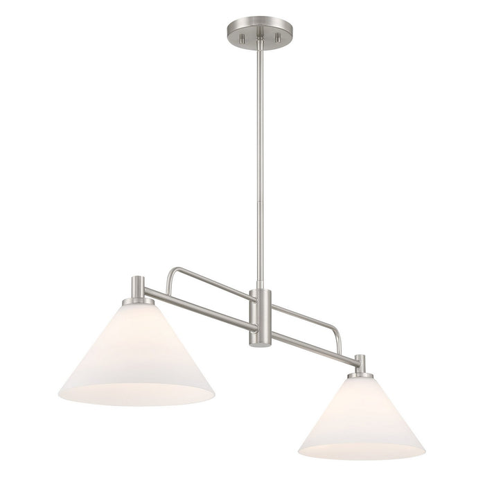 Meridian M100136BN Two Light Chandelier, Brushed Nickel
