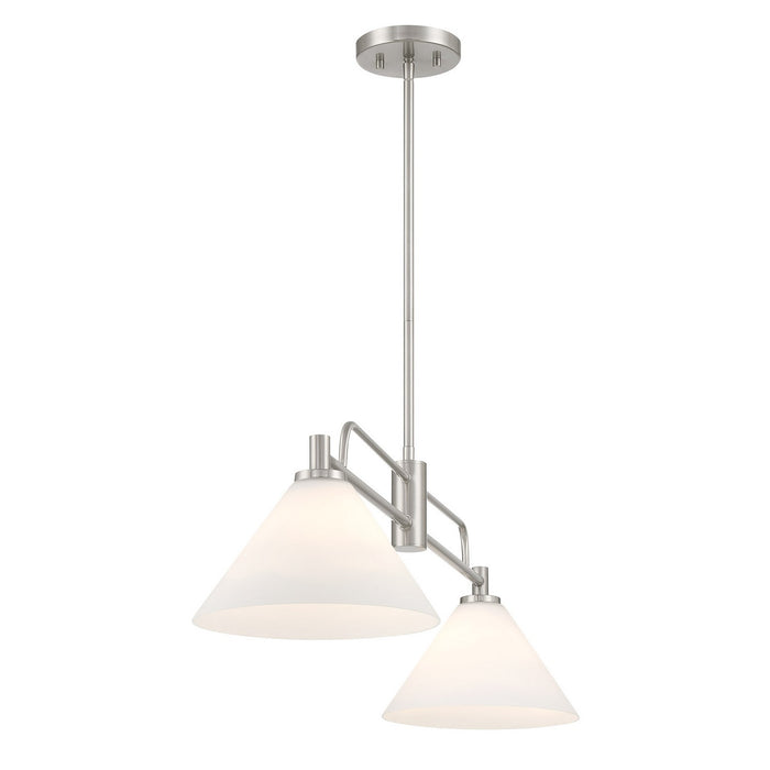 Meridian M100136BN Two Light Chandelier, Brushed Nickel