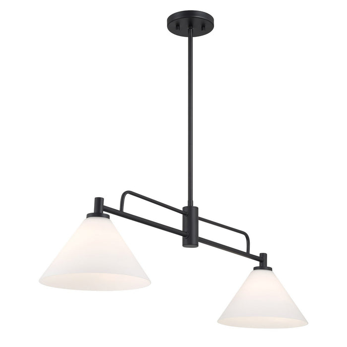 Meridian M100136MBK Two Light Chandelier, Matte Black
