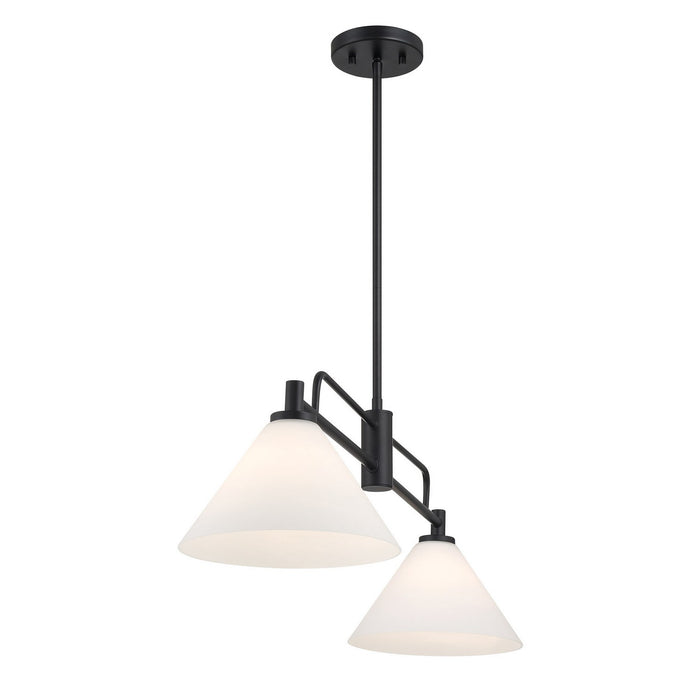 Meridian M100136MBK Two Light Chandelier, Matte Black