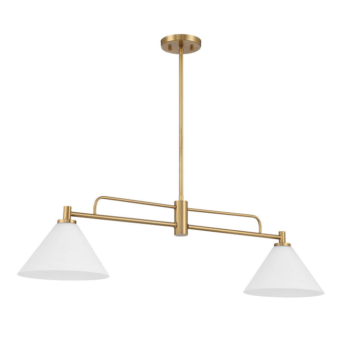 Meridian M100136NB Two Light Chandelier, Natural Brass