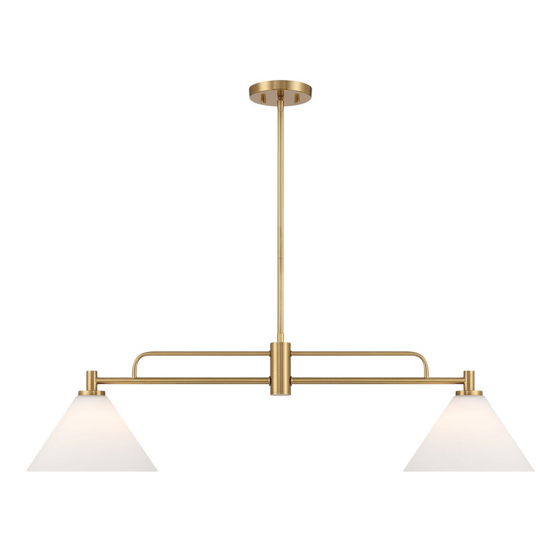 Meridian M100136NB Two Light Chandelier, Natural Brass