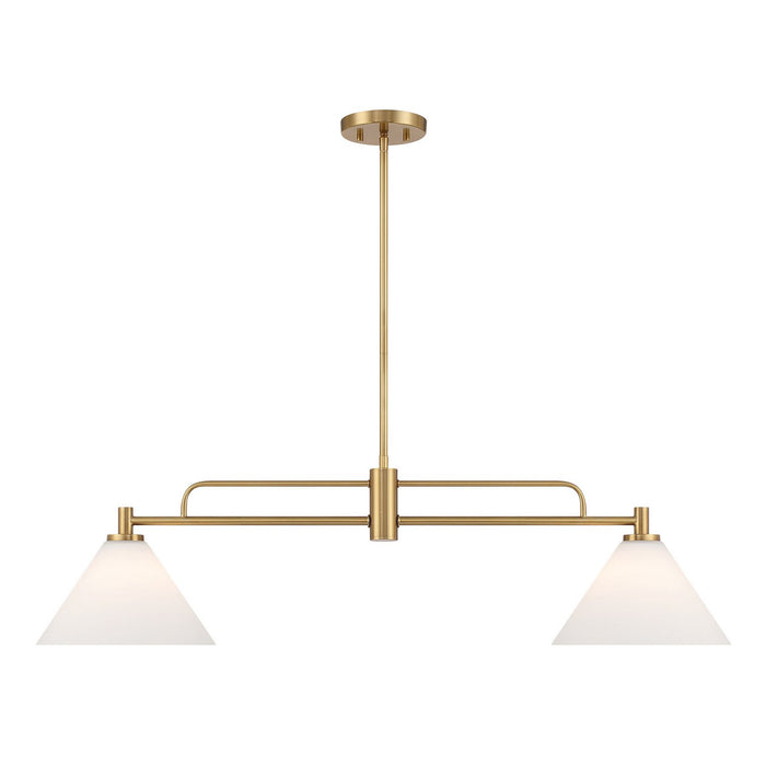 Meridian M100136NB Two Light Chandelier, Natural Brass