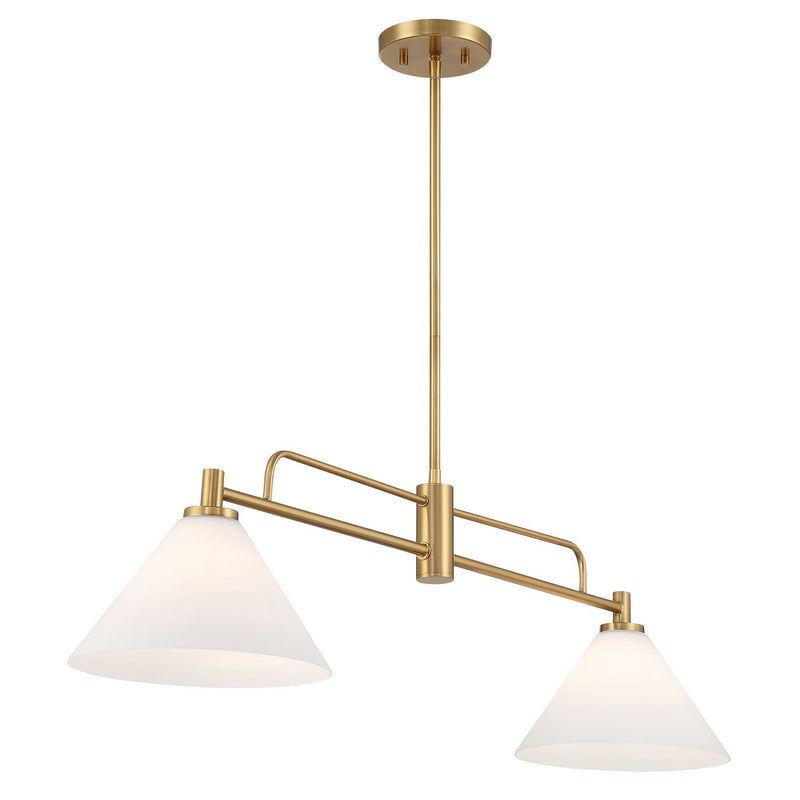 Meridian M100136NB Two Light Chandelier, Natural Brass