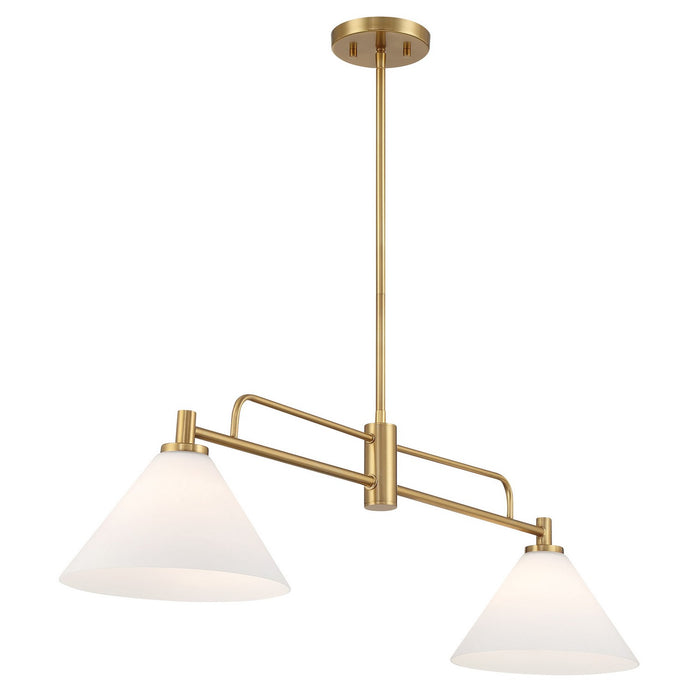Meridian M100136NB Two Light Chandelier, Natural Brass