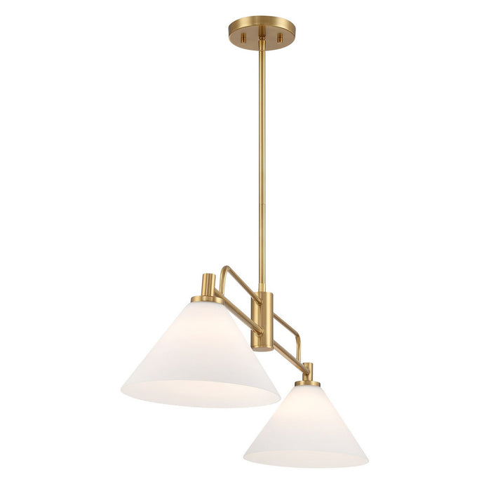 Meridian M100136NB Two Light Chandelier, Natural Brass