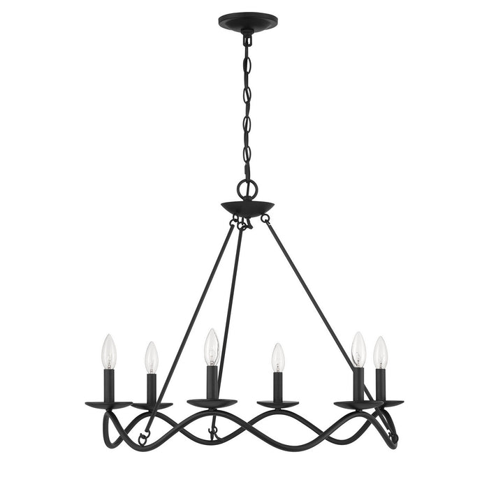 Meridian M100137MBK Six Light Chandelier, Matte Black