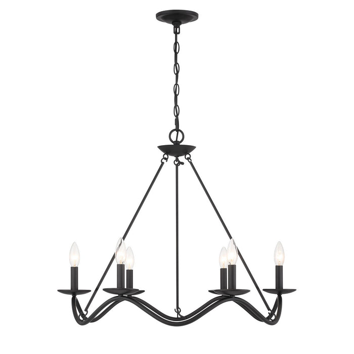 Meridian M100137MBK Six Light Chandelier, Matte Black