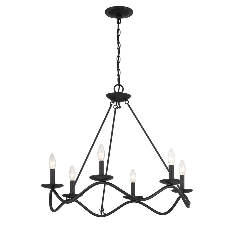 Meridian M100137MBK Six Light Chandelier, Matte Black