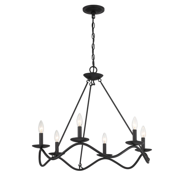 Meridian M100137MBK Six Light Chandelier, Matte Black