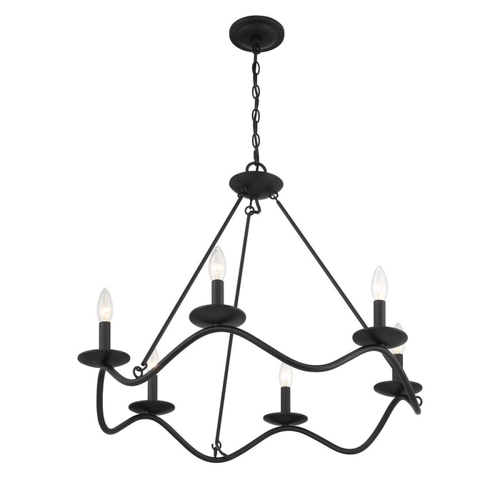 Meridian M100137MBK Six Light Chandelier, Matte Black