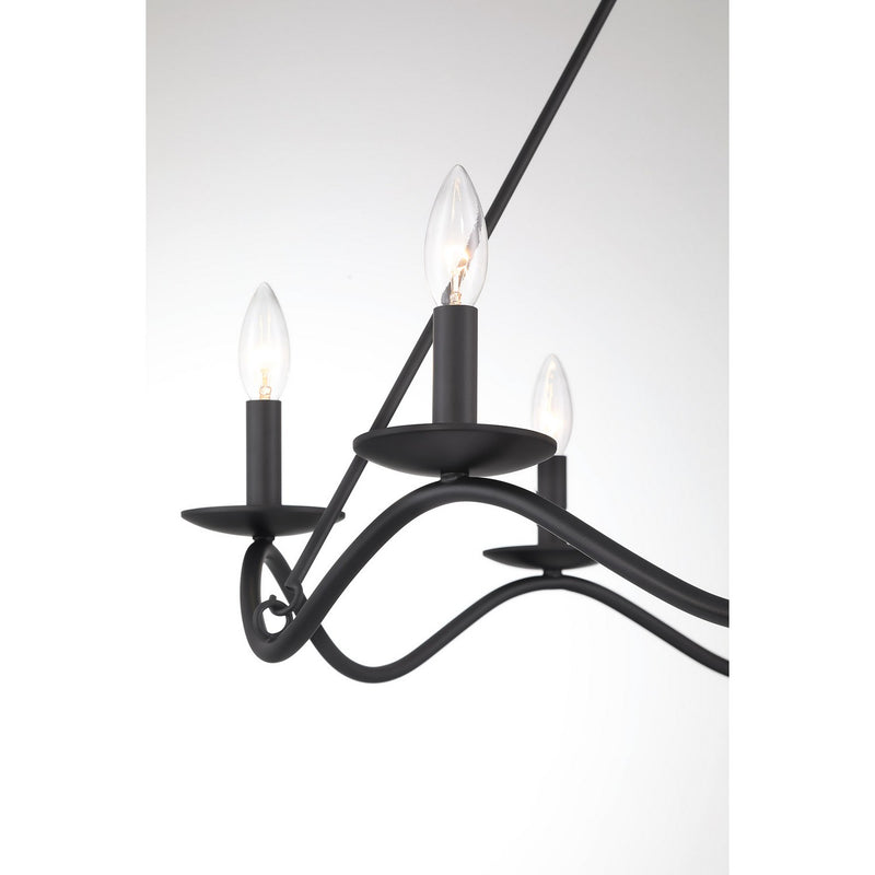 Meridian M100137MBK Six Light Chandelier, Matte Black