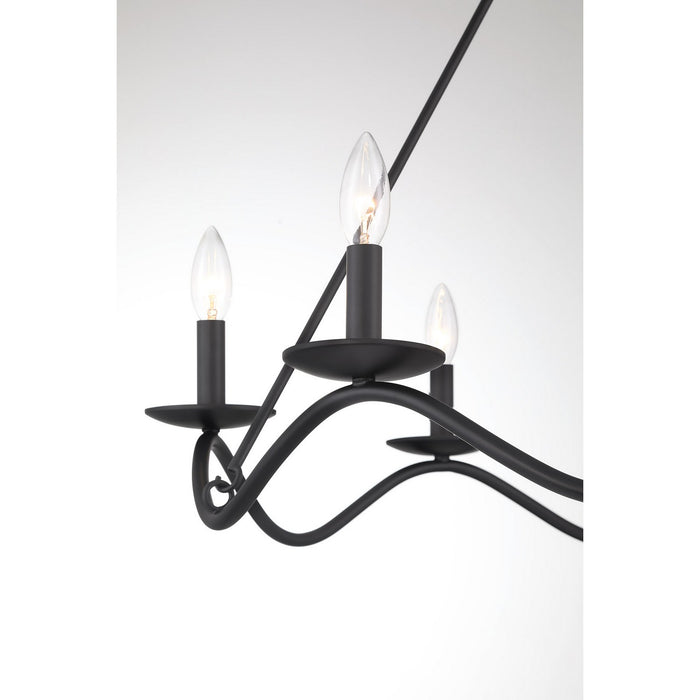Meridian M100137MBK Six Light Chandelier, Matte Black