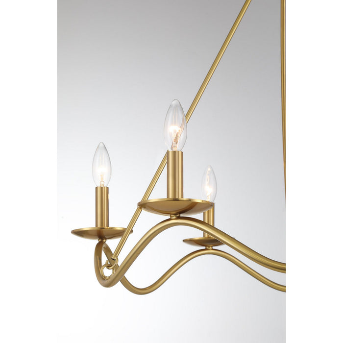 Meridian M100137NB Six Light Chandelier, Natural Brass
