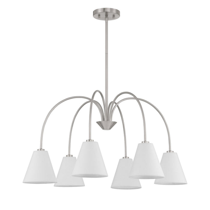 Meridian M100138BN Six Light Chandelier, Brushed Nickel