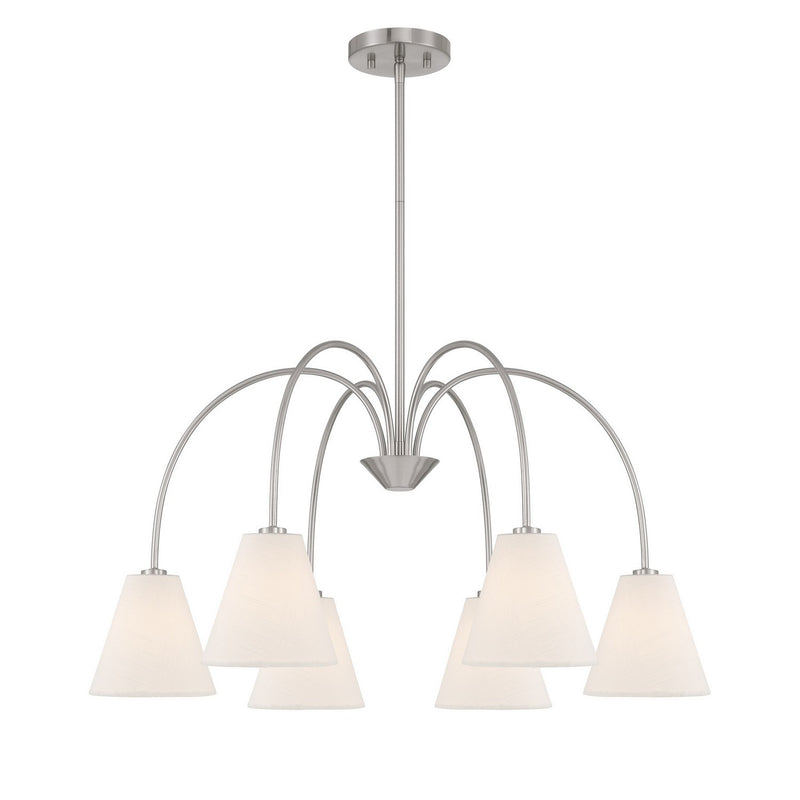 Meridian M100138BN Six Light Chandelier, Brushed Nickel