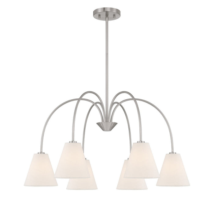 Meridian M100138BN Six Light Chandelier, Brushed Nickel