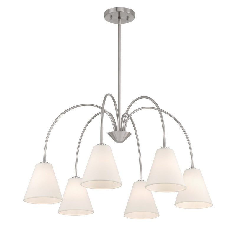 Meridian M100138BN Six Light Chandelier, Brushed Nickel