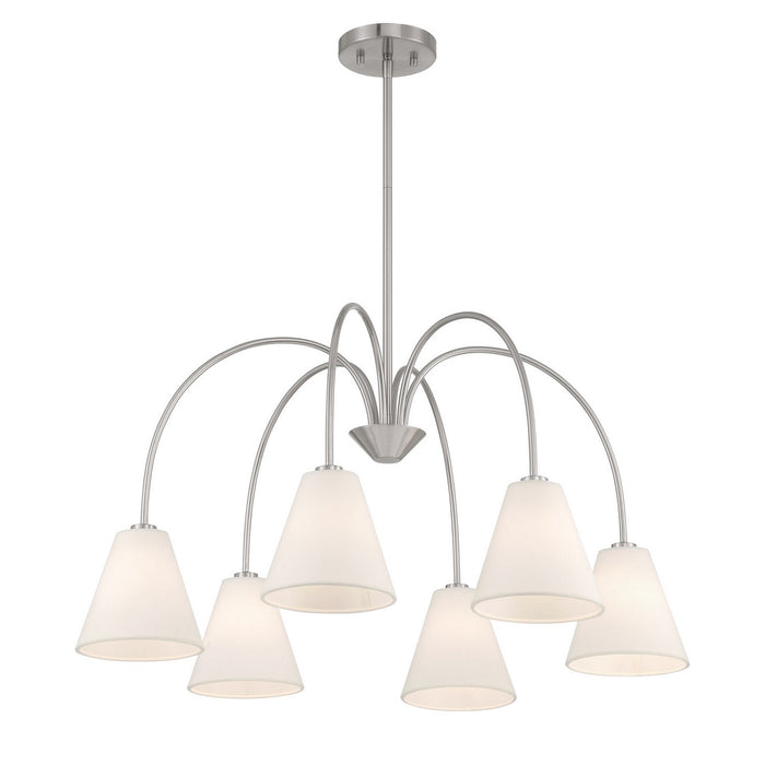Meridian M100138BN Six Light Chandelier, Brushed Nickel