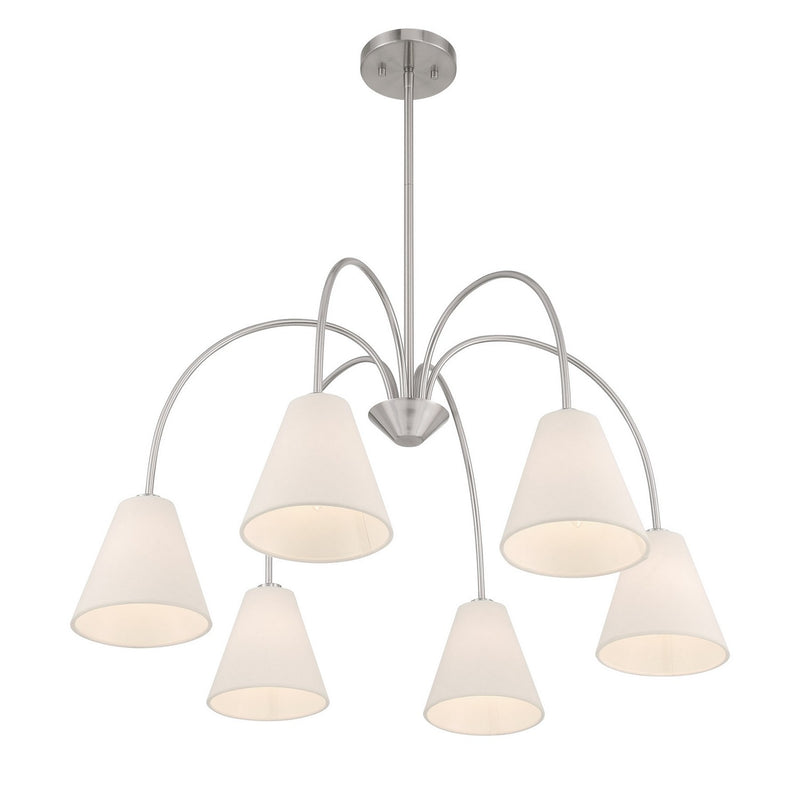 Meridian M100138BN Six Light Chandelier, Brushed Nickel